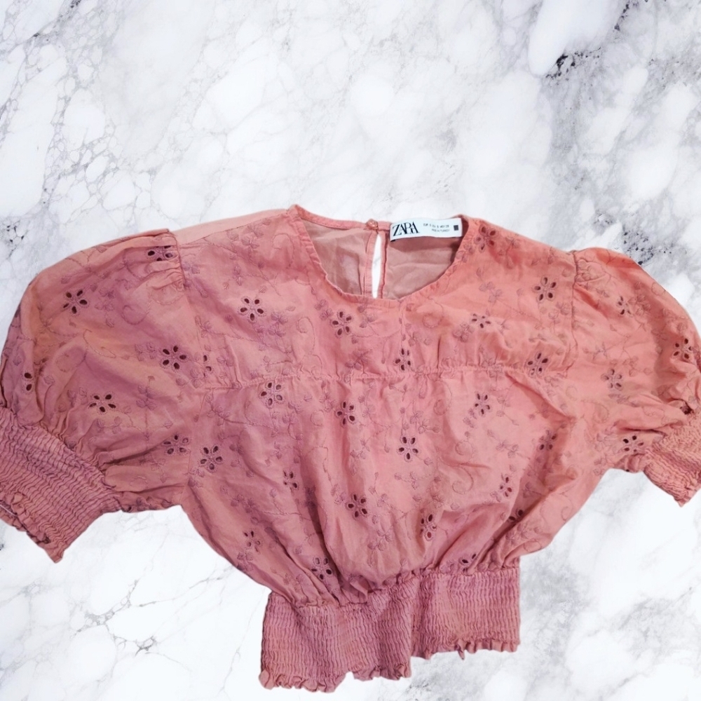 Zara Pink Embroidered Women's Crop Top